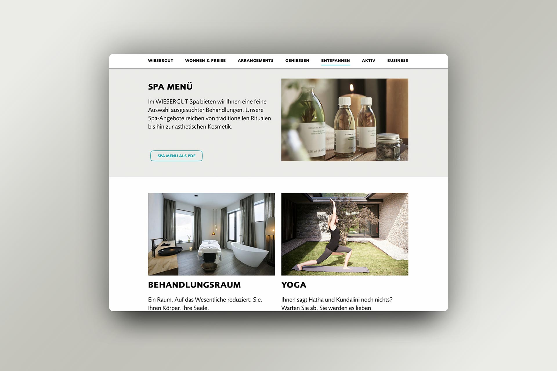 Website Hotel Wiesergut, Designdetails, Bernhard Hafele